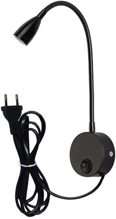 Youngine 3W Leselampe am Bett, Flexible 3W LED mit Schalter und Stecker,(Schwarz-warmes Weiß) 