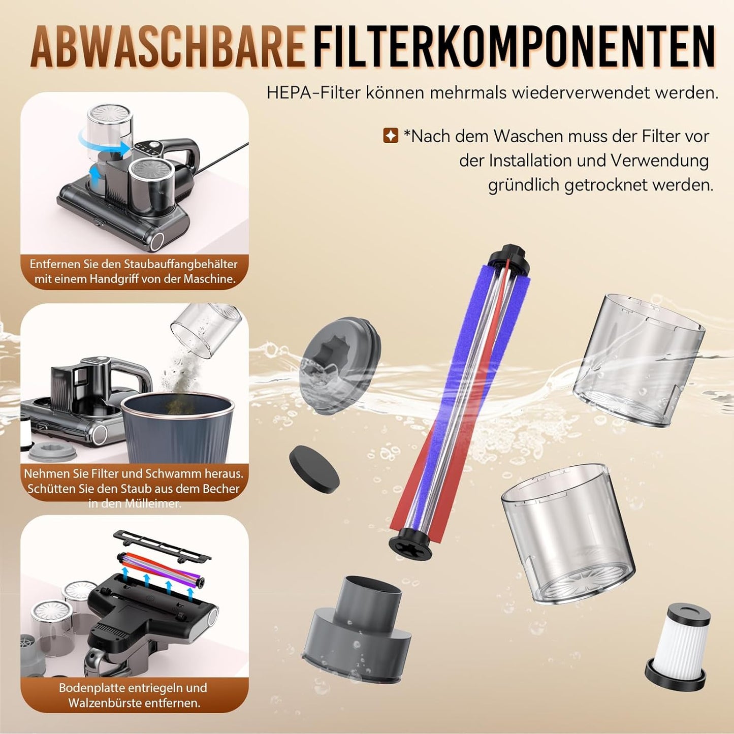 YUFAC Milbensauger für matratzen mit UV-Licht, 16Kpa Bettstaubsauger, 500W