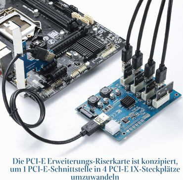 YABOANG PCI-E 1X bis 4 PCI-E 1X-Steckplätze, PCI Express Multiplier Riser Card Bitcoin Miner Device