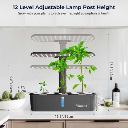Yoocaa Hydroponisches Anzuchtsystem für 12 Pflanzen Indoor-Kräutergarten mit Timer