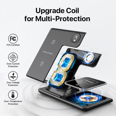 Yoxinta 3-in-1-Ladestation für iPhone 16 15 14 13 12 11 X Pro Max & Apple Watch Schwarz