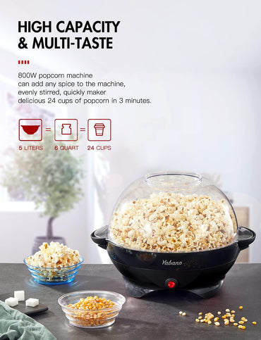 Yabano Popcornmaschine 5L Abnehmbare Heizfläche Schwarz