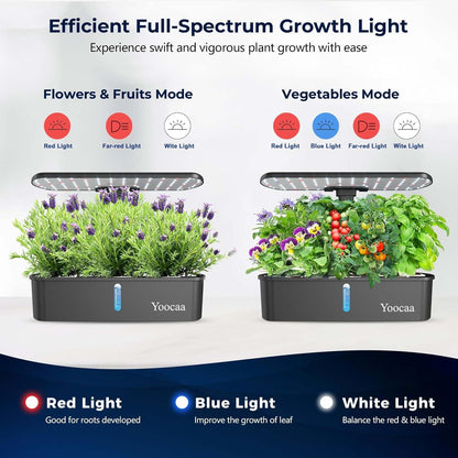 Yoocaa Hydroponisches Anzuchtsystem für 12 Pflanzen Indoor-Kräutergarten mit Timer