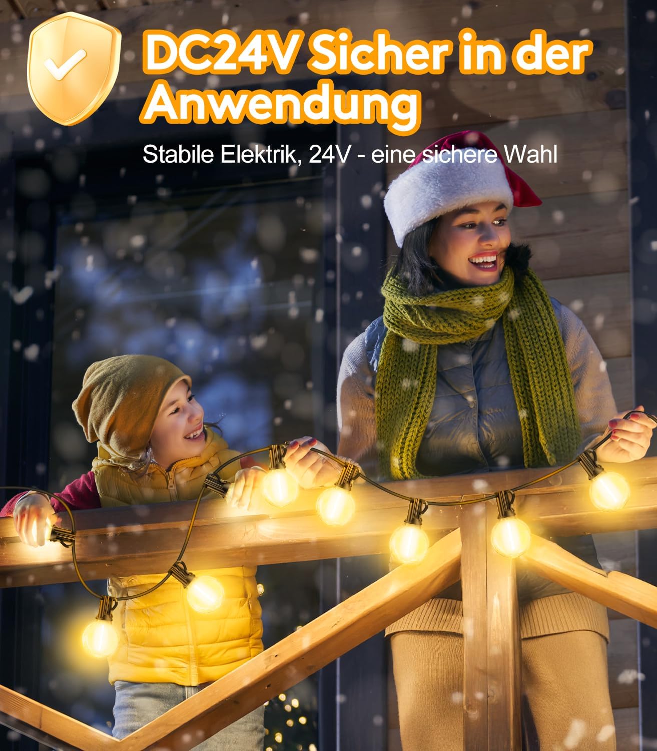 YRATERVSR Lichterkette Außen LED Strom Outdoor 30M G40 Glühbirnen