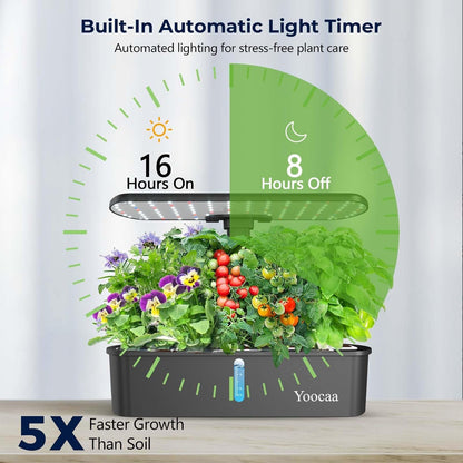 Yoocaa Hydroponisches Anzuchtsystem für 12 Pflanzen Indoor-Kräutergarten mit Timer