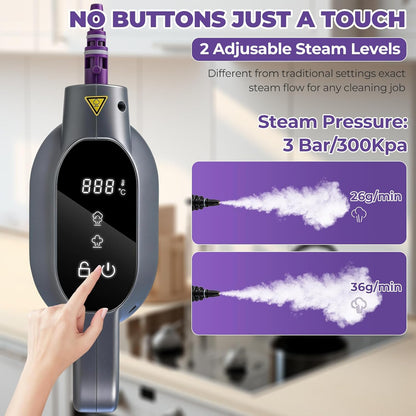 Yaskyly 1350W Dampfreiniger Handgerät 130℃ Tragbarer 400ml