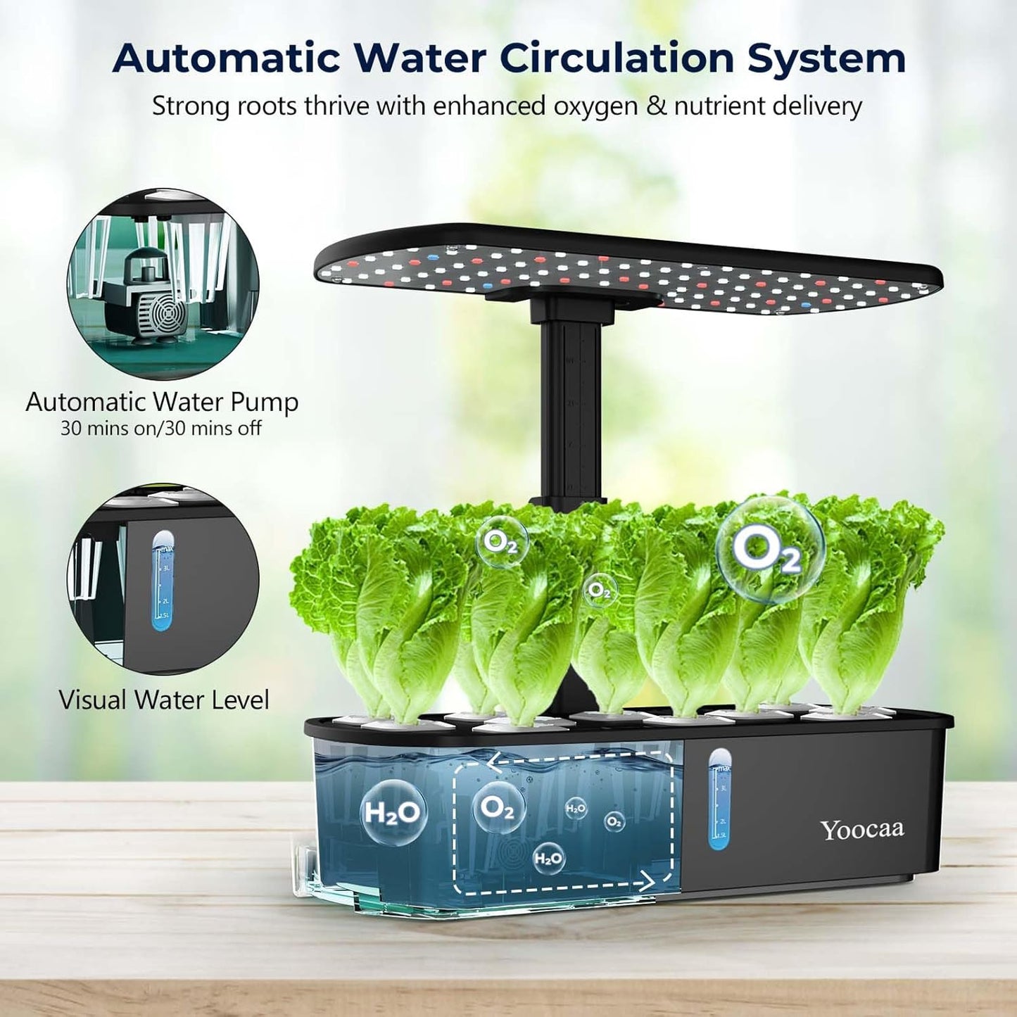 Yoocaa Hydroponisches Anzuchtsystem für 12 Pflanzen Indoor-Kräutergarten mit Timer