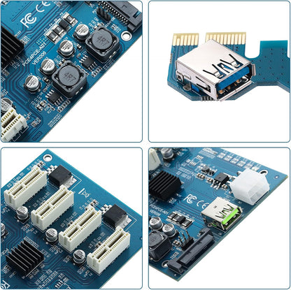 YABOANG PCI-E 1X bis 4 PCI-E 1X-Steckplätze, PCI Express Multiplier Riser Card Bitcoin Miner Device