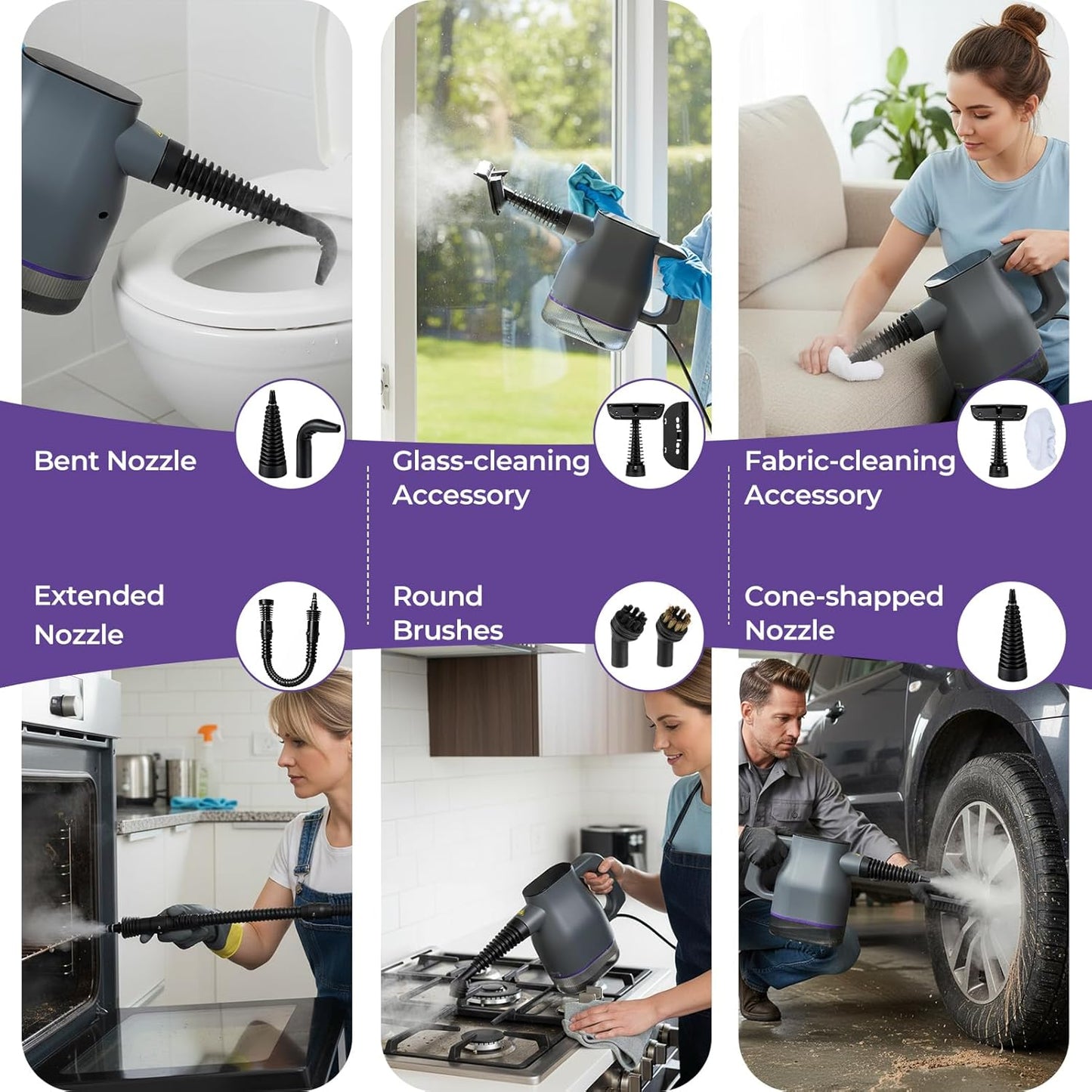Yaskyly 1350W Dampfreiniger Handgerät 130℃ Tragbarer 400ml