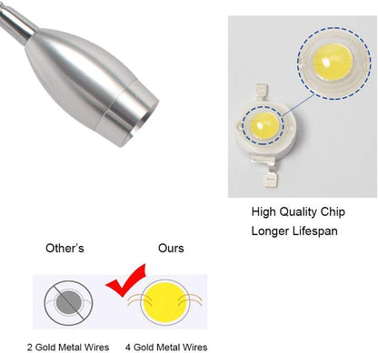 Youngine 3W LED Leselampe am Bett, Flexible mit Schalter und Stecker,3000K (Silber-warmes Weiß)