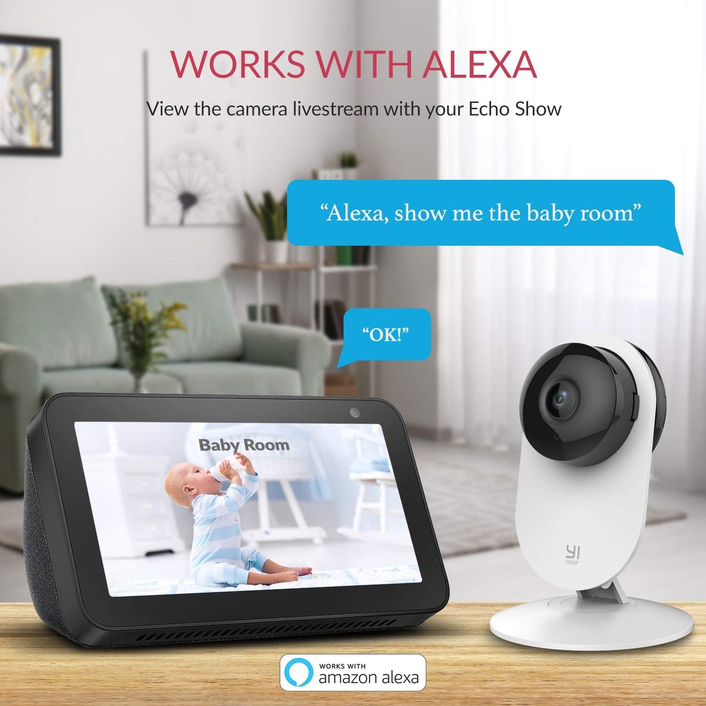 YI 2-teilige Sicherheits-Heimkamera, 1080p 2,4 G WiFi Smart Indoor IP-Kamera mit Nachtsicht, 2-Wege-Audio, KI-Menschenerkennung in der Telefon-App, Kamera für Haustiere, Katzen und Hunde, Funktionen mit Alexa und Google