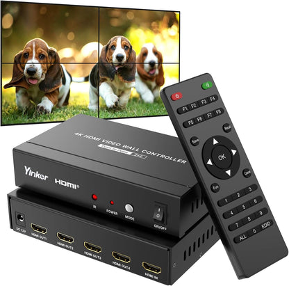 Yinker 4K60Hz HDMI Videowand Controller 2x2 HDMI für 4 TV Splicing Display