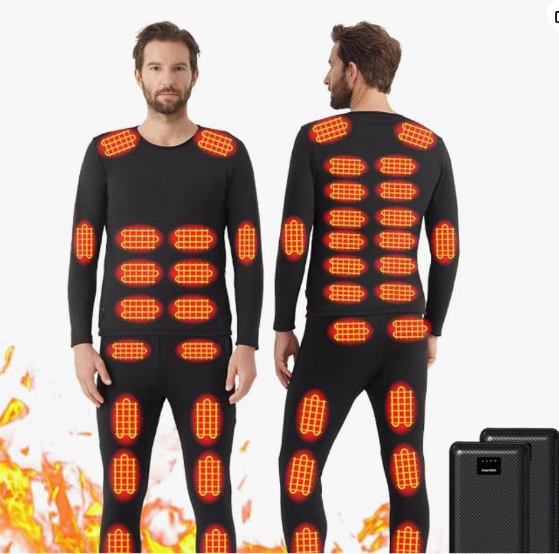 Herren Winter Beheizbare Kleidung: mit 2 Powerbank 42 Zonen Beheizte 3 Gang