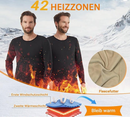 Herren Winter Beheizbare Kleidung: mit 2 Powerbank 42 Zonen Beheizte 3 Gang