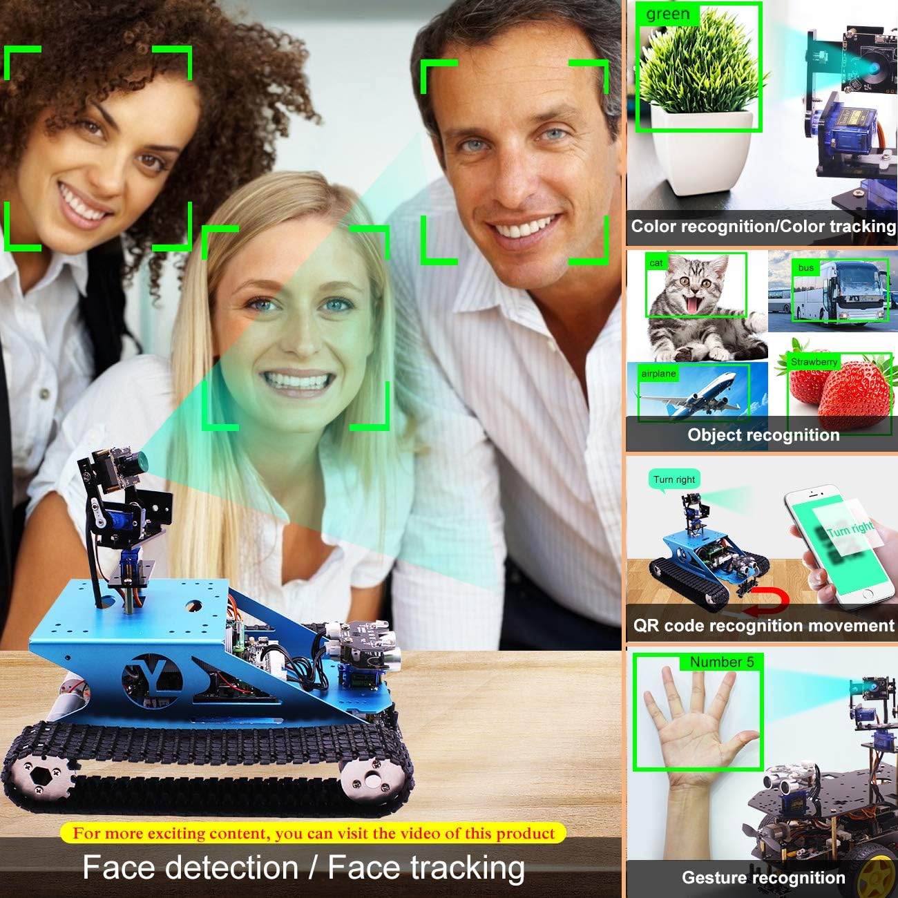Yahboom Raspberry Pi Robotic mit Kamera Programmierbares AI Tank Robot Kit