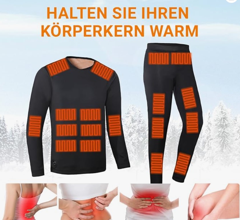 Herren Winter Beheizbare Kleidung: mit 2 Powerbank 42 Zonen Beheizte 3 Gang