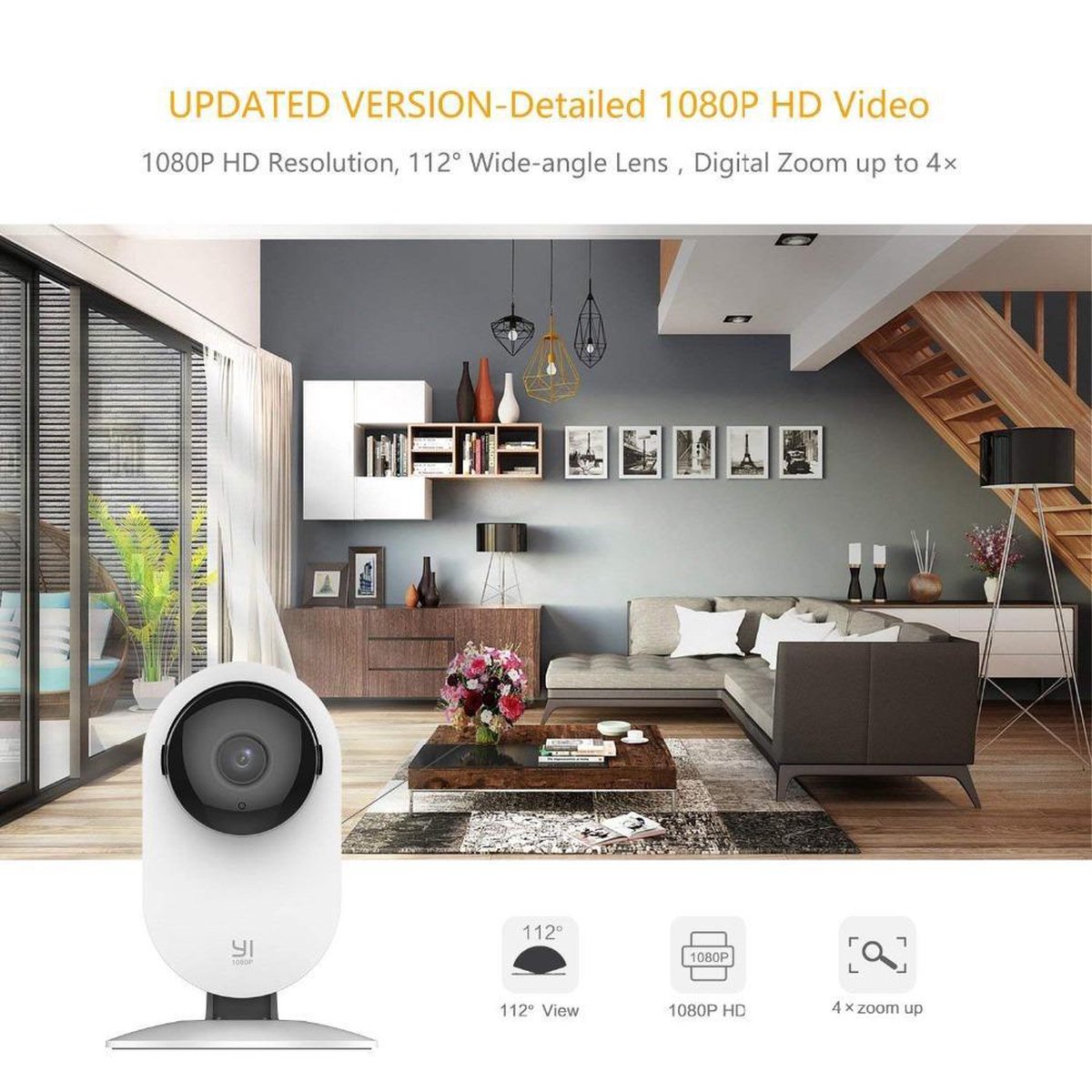 YI 2 Stück Sicherheits-Heimkamera, 1080p 2,4 G WiFi Smart Indoor IP-Kamera mit Nachtsicht, 2-Wege-Audio, KI-Menschenerkennung in der Telefon-App, Kamera für Haustiere, Katzen und Hunde, funktioniert mit Alexa und Google