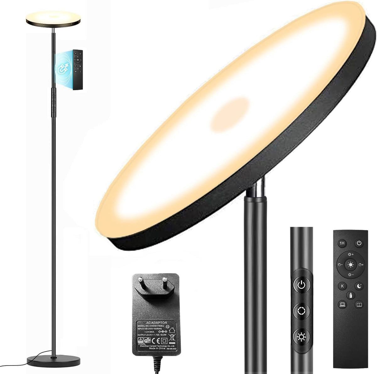 LED Stehlampe Deckenfluter, 3600LM 36W Super Hell Dimmbar Stehlampe Wohnzimmer 2700K-6500K