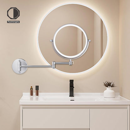 YNGTOUE 23cm Wand kosmetikspiegel mit Beleuchtung,Chrom 10x vergrößerung Badezimmer Rasierspiegel