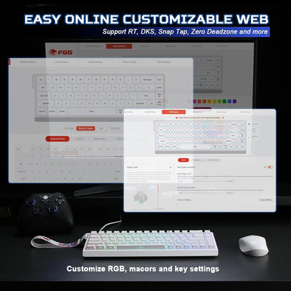 YUNZII MAD68 60% Kabelgebunden Gaming-Tastatur mit Magnet-Switches ,8000 Hz,(Weiß)