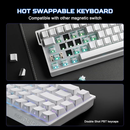 YUNZII MAD68 60% Kabelgebunden Gaming-Tastatur mit Magnet-Switches ,8000 Hz,(Weiß)
