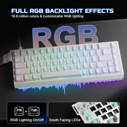 YUNZII MAD68 60% Kabelgebunden Gaming-Tastatur mit Magnet-Switches ,8000 Hz,(Weiß)