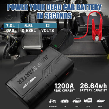 YONGPOW Starthilfe Powerbank 1200A 12V Tragbare Auto Batterie Booster Starter Powerbank