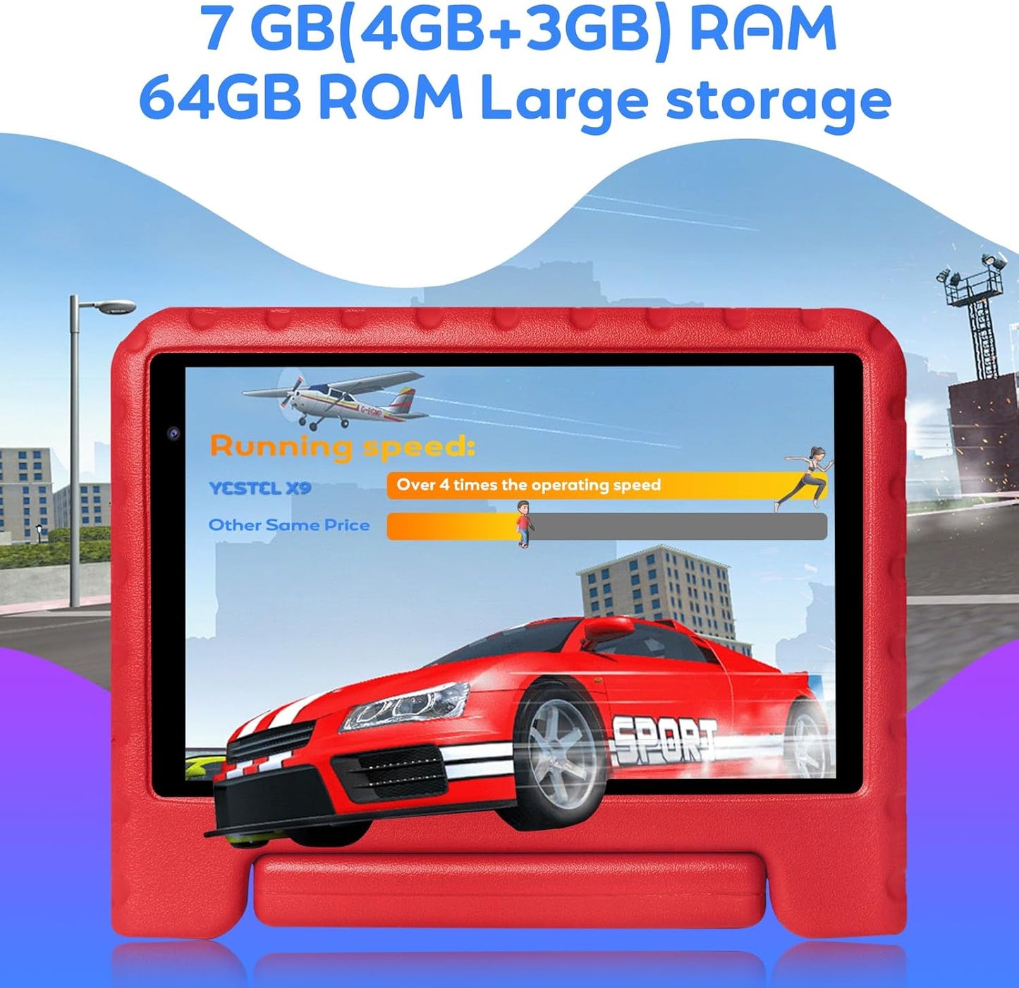 YESTEL 8-Zoll-Tablet mit WiFi 6, Android 13, 7 GB RAM + 64 GB ROM, Rot