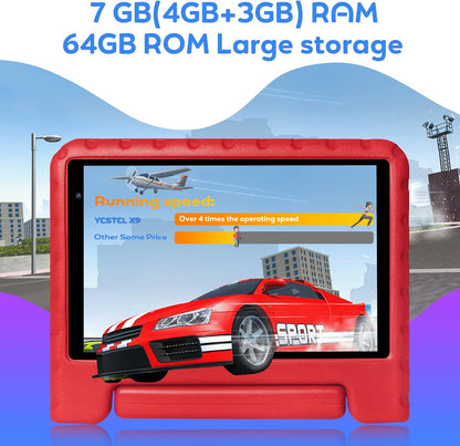 YESTEL 8-Zoll-Tablet mit WiFi 6, Android 13, 7 GB RAM + 64 GB ROM, Rot