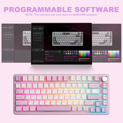 YUNZII B75 PRO Kabellose Mechanische Tastatur,  BT/Type-C/2.4G,Hot Swap Dichtung Keyboard mit Drehknopf,