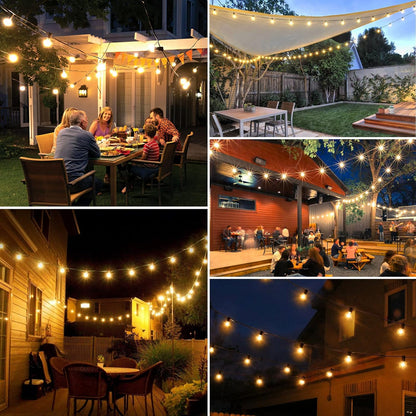 Yuucio G40 30M Lichterkette LED Außen, 30m, 50+2 G40Glühbirnen IP44 Wasserdicht