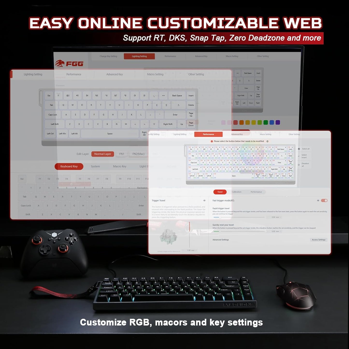 YUNZII MAD68 HE Rapid TriggerGaming-Tastatur mit Magnet-Switches, 60% Kabelgebunden