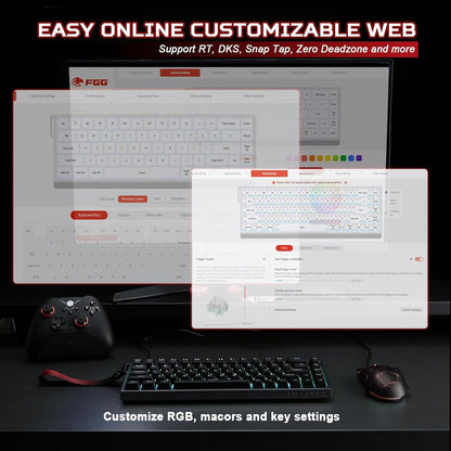 YUNZII MAD68 HE Rapid TriggerGaming-Tastatur mit Magnet-Switches, 60% Kabelgebunden