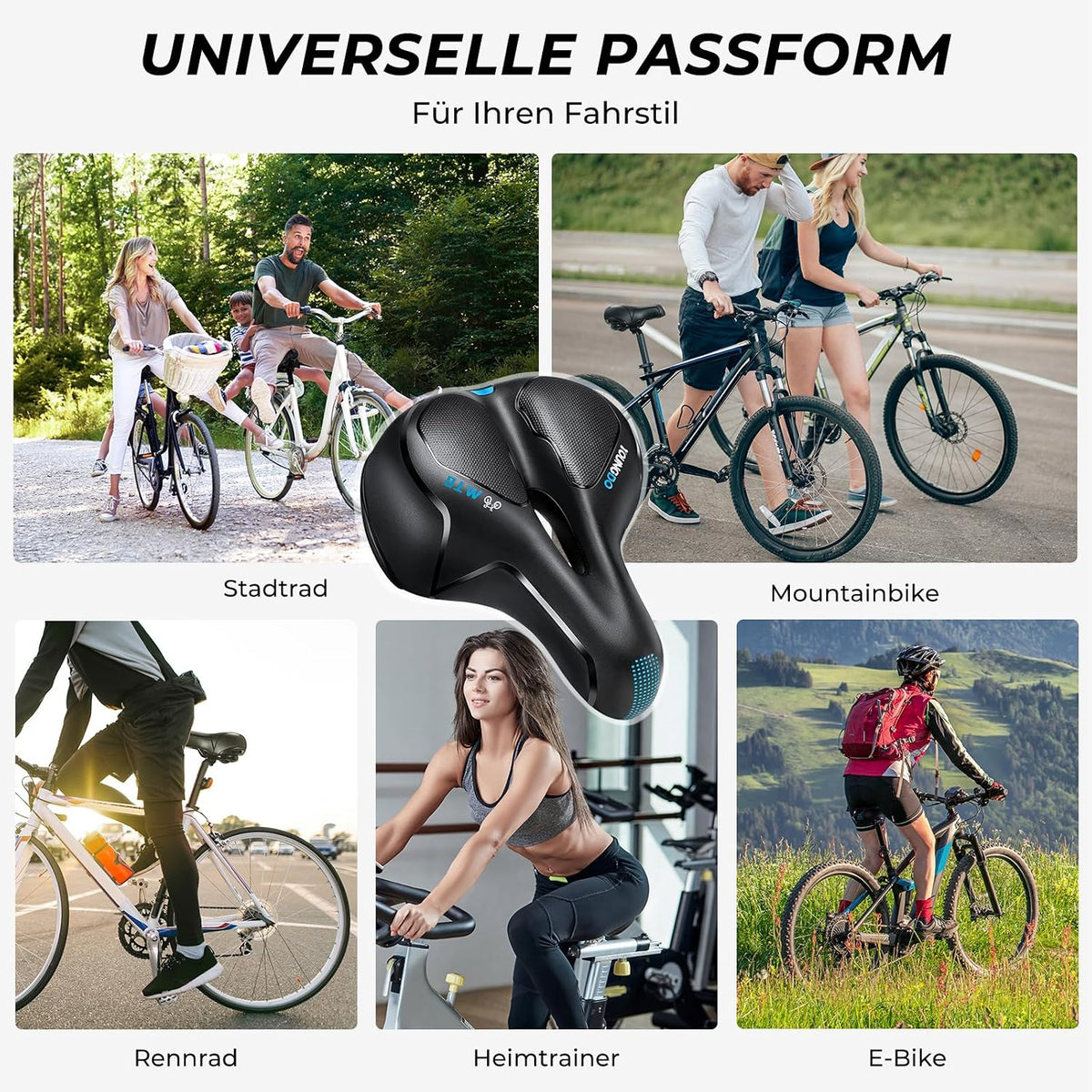 YOUNGDO Fahrradsattel, Ergonomischer Fahrrad Sattel, Fahrradsitz Memory-Schaum,