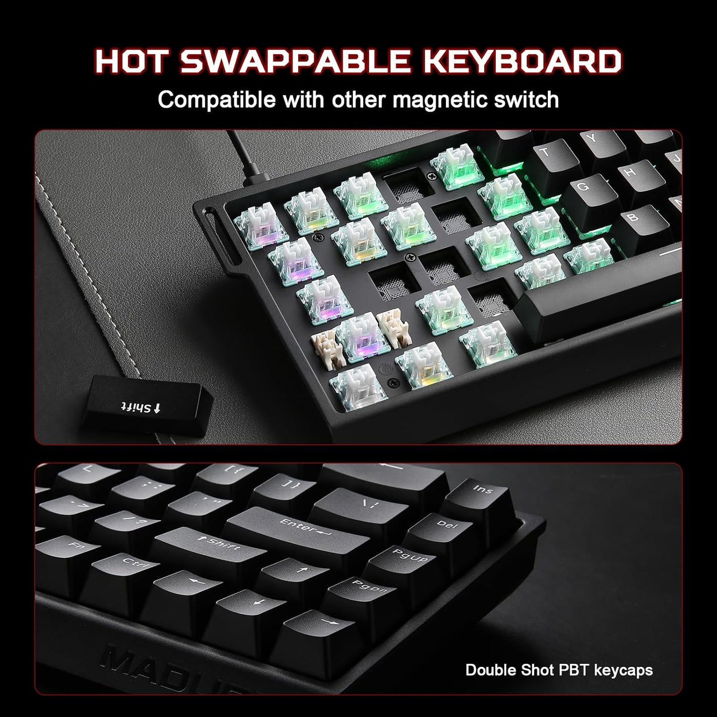 YUNZII MAD68 HE Rapid TriggerGaming-Tastatur mit Magnet-Switches, 60% Kabelgebunden