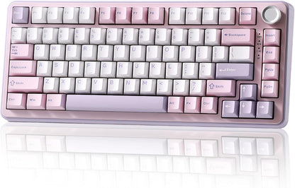 YUNZII B75 PRO Kabellose Mechanische Tastatur,  BT/Type-C/2.4G,Hot Swap Dichtung Keyboard mit Drehknopf,