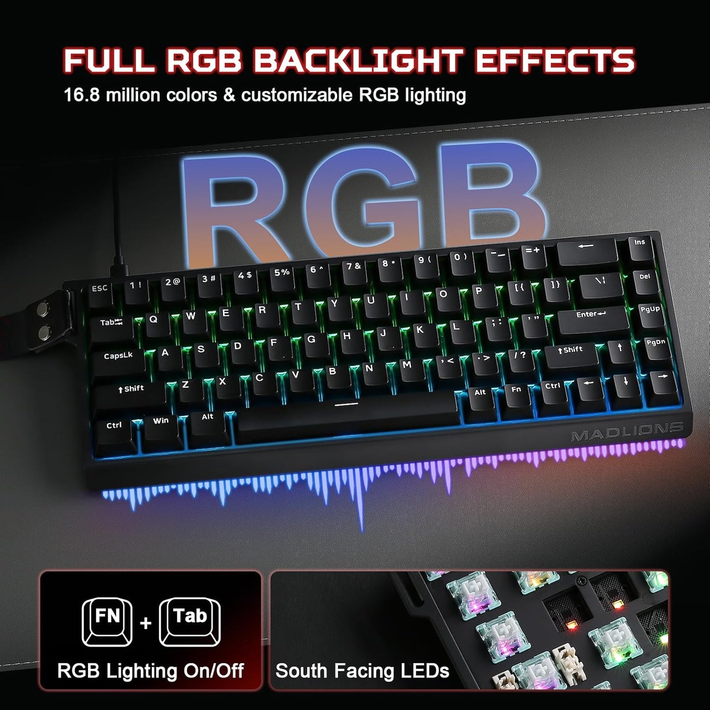 YUNZII MAD68 HE Rapid TriggerGaming-Tastatur mit Magnet-Switches, 60% Kabelgebunden