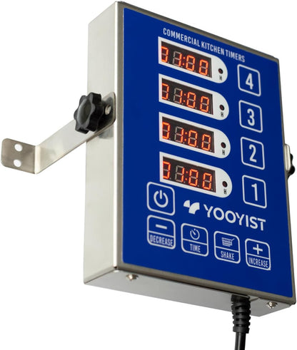 Yooyist Kommerzielle 4-Kanal-Küchentimer, digitaler Restaurant-Timer,lauter Alarm