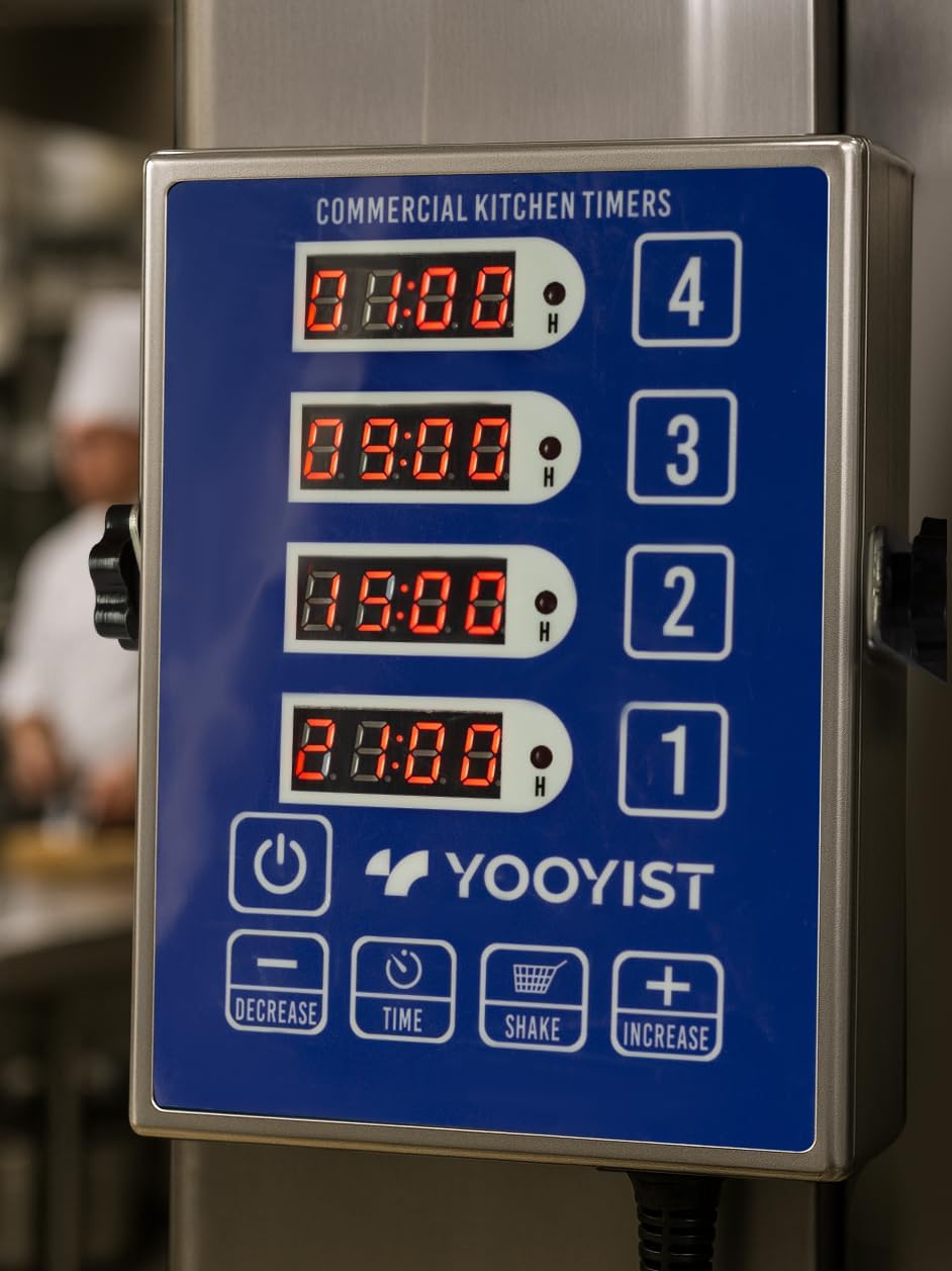 Yooyist Kommerzielle 4-Kanal-Küchentimer, digitaler Restaurant-Timer,lauter Alarm