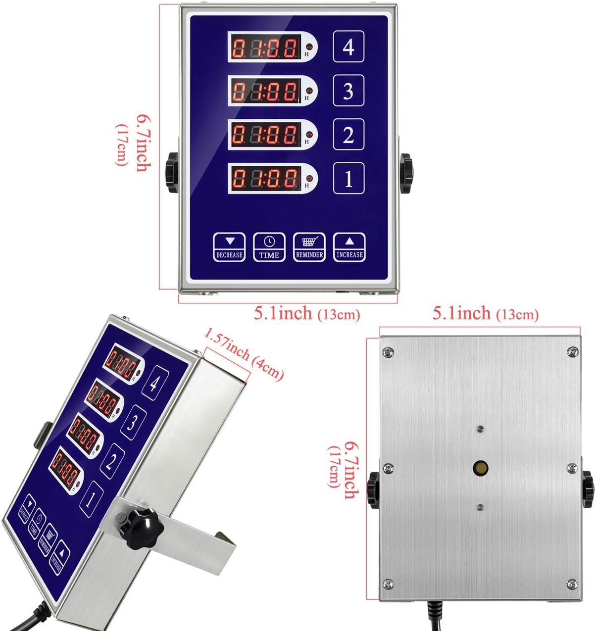 Yooyist Kommerzielle 4-Kanal-Küchentimer, digitaler Restaurant-Timer,lauter Alarm