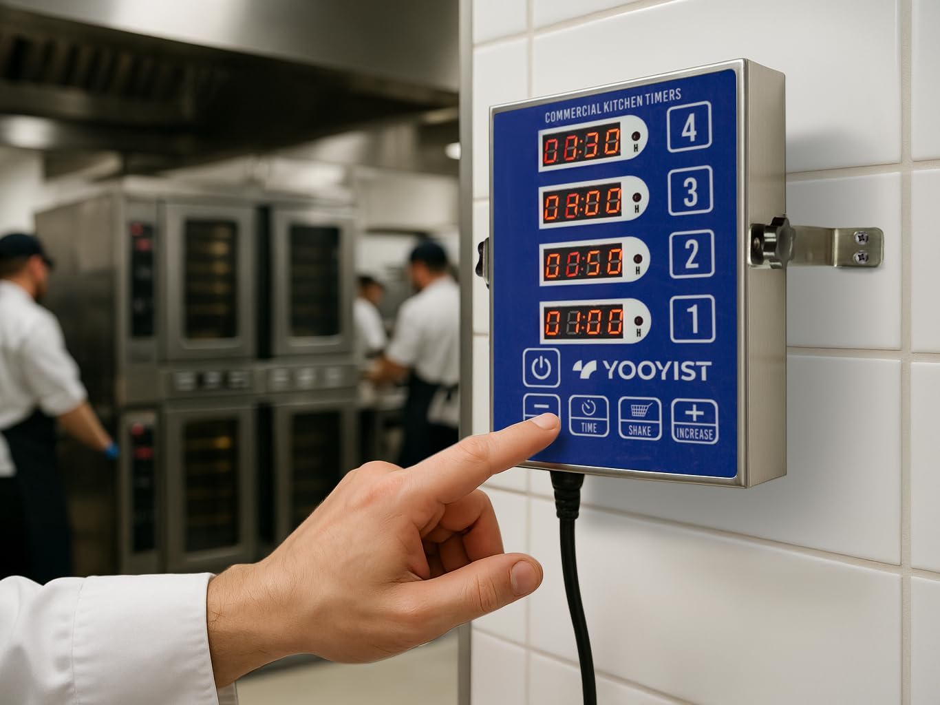 Yooyist Kommerzielle 4-Kanal-Küchentimer, digitaler Restaurant-Timer,lauter Alarm