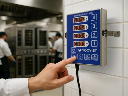 Yooyist Kommerzielle 4-Kanal-Küchentimer, digitaler Restaurant-Timer,lauter Alarm