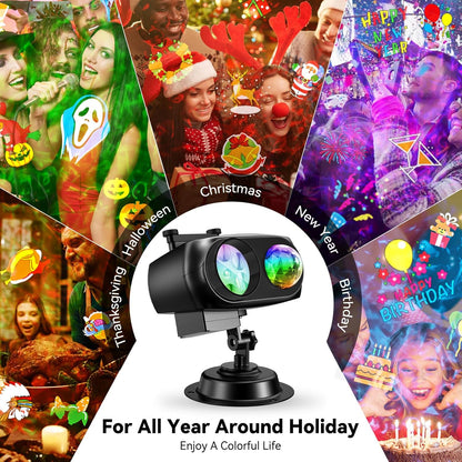 YAZEKY Projektor Weihnachten 20 Filme LED Projektionslampe mit 8 Muster 10 Farben