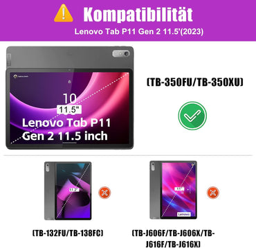 Zabatoco Hülle mit Tastatur 11,5 Zoll Bluetooth QWERTZ für Lenovo Tab P11 Schwarz