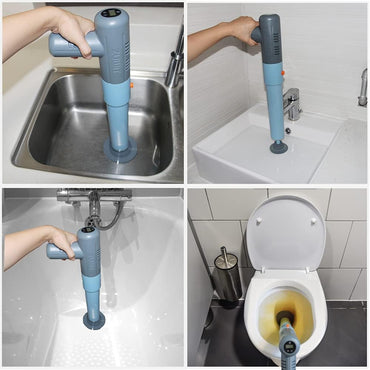 ZUWIT Elektrischer Toilettenkolben, 2-in-1-Luftkompressorpumpe mit Rohrbagger-Kit & Reifenfüllset, (Grau)