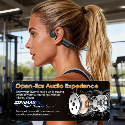 Zovimax Knochenschall Kopfhörer, Bluetooth 6.0 Open Ear IPX7 wasserdichte