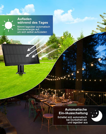Zuske Solar Lichterkette Aussen, 15M Wasserdicht mit 25 G40 Glühbirnen