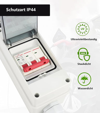 CEE Adapter 32A auf 16A Sicherungsautomat,IP44 400V Starkstrom Adapter 32A
