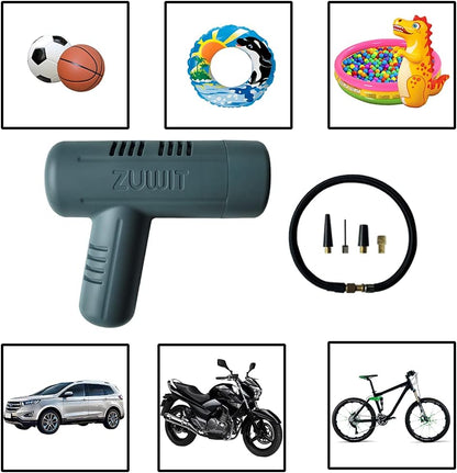 ZUWIT Elektrischer Toilettenkolben, 2-in-1-Luftkompressorpumpe mit Rohrbagger-Kit & Reifenfüllset, (Grau)