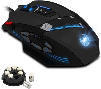 Zelotes Ergonomische Gaming-Maus, Kabelgebunden, 12 Programmierbare Tasten, 4000 DPI